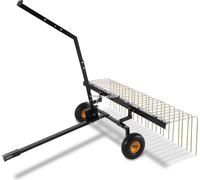 Scarificateur VEVOR, scarificateur 60 pouces avec 24 dents en acier, scarificateur de gazon pour ATV ou tondeuse, râteau à gazon avec poignée de levage pour feuilles, aiguilles de sapin et herbe