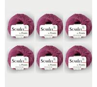 Scarlet by Permin - Lot de 6 fils d'été durables en lin, coton et Ecovero (49 prune)