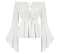 Scarlet Darkness - Blouse médiévale pour femme de style Renaissance - Haut Steampunk Pirate, Blanc pur., M