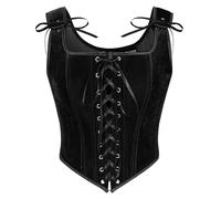 SCARLET DARKNESS Bustier médiéval vintage à lacets en velours pour femme Renaissance, Noir , 36