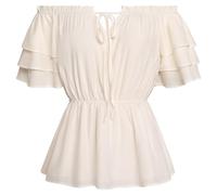 SCARLET DARKNESS Chemise Corset de Style Victorien pour Femme, Haut Paysan élégant à Taille élastique, Abricot S
