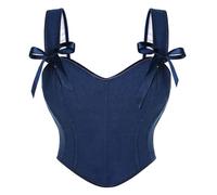 Scarlet Darkness - Corset pour femme avec col en cœur et corsage à armatures floral, fermeture éclair, taille 12-44, bleu, 10
