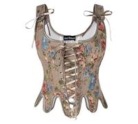SCARLET DARKNESS Corset pour Femme Renaissance Corset à Col Carré Lacets Floraux Cosplay Pirate Bustier, 46
