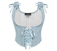 SCARLET DARKNESS Corset Renaissance à lacets sous la poitrine pour femme - Bustier vintage médiéval, bleu clair, 44