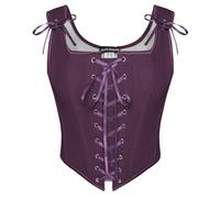 SCARLET DARKNESS - Corset renaissance pour femme avec lacets vintage, haut médiéval, gilet paysan, violet, 44