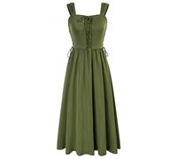 Scarlet Darkness Cottagecore Robe d'été mi-longue sans manches à lacets pour femme, style Renaissance, vert, Taille L