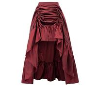 Scarlet Darkness Jupe asymétrique Victorienne Steampunk pour Femme, Costume de Pirate - Bordeaux, Taille S