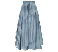 Scarlet Darkness Jupe Longue à Plusieurs Couches pour Femme - Taille Haute élastique - avec Poches, Bleu Ciel, Taille XL