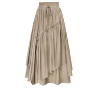 SCARLET Darkness Jupe longue maxi fluide pour femme, style Renaissance | Ourlet asymétrique, poches, double couche, pour paysan, été, décontracté, vacances