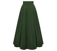 SCARLET DARKNESS Jupe longue plissée style victorien vintage élastique taille haute pour femme, vert foncé, XL