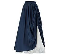 Scarlet Darkness - Jupe Longue pour Femme - Jupes Style Renaissance Double Couche, Bleu Marine, XX-Large