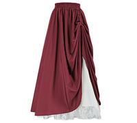 Scarlet Darkness - Jupe Longue pour Femme - Jupes Style Renaissance Double Couche, Rouge foncé, Taille L