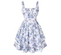 Scarlet Darkness - Mini-robe corset à motifs floraux pour femmes et adolescentes - Robe d'été fluide à coupe trapèze avec poches