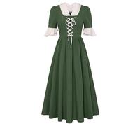 Scarlet Darkness Robe avec poches pour femme, style colonial, pionnier, vert olive, Taille S
