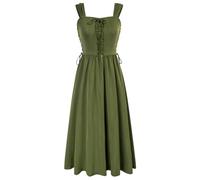 SCARLET DARKNESS Robe corsage pour femme sans manches avec laçage - Robe cottagecore médiévale, Vert armée - Nouvelle taille, L