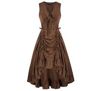 Scarlet Darkness Robe de Pirate à Lacets Style Steampunk Renaissance, Marron, Taille M