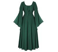 SCARLET DARKNESS Robe de style Renaissance médiévale pour femme, épaules dénudées, manches longues cloches, vert, XL