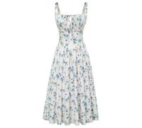 SCARLET DARKNESS Robe d'été pour Femme Robe Bretelles Spaghetti à Fleurs Victorienne