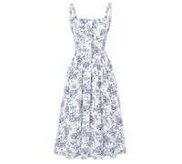 SCARLET DARKNESS Robe d'été pour Femme Robe Bretelles Spaghetti à Fleurs Victorienne