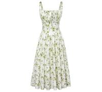 SCARLET DARKNESS Robe d'été pour Femme Robe Bretelles Spaghetti à Fleurs Victorienne