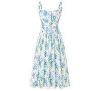 SCARLET DARKNESS Robe d'été pour Femme Robe Bretelles Spaghetti à Fleurs Victorienne