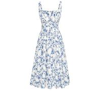 SCARLET DARKNESS Robe d'été pour Femme Robe Bretelles Spaghetti à Fleurs Victorienne