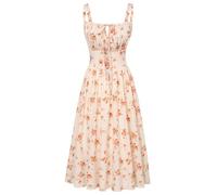 SCARLET DARKNESS Robe d'été pour Femme Robe Bretelles Spaghetti à Fleurs Victorienne