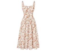 SCARLET DARKNESS Robe d'été pour Femme Robe Bretelles Spaghetti à Fleurs Victorienne