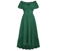 SCARLET DARKNESS Robe longue Renaissance pour femme, épaules dénudées, ourlet bas, vert forêt, S