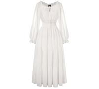 SCARLET DARKNESS Robe maxi médiévale pour femme à manches longues épaules dénudées robe corsage Halloween, Blanc., M