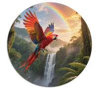 Scarlet MacawPuzzle Rond 1000 Pièces Difficulté Accessible Seniors Et Adultes Fitness Mentaloiseau Suspension Mur Élégante Sujet De Conversation 1000pcs (67.5x67.5cm)