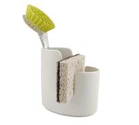 scarlettwares Support pour éponge à vaisselle, brosse à récurer, support d'évier de cuisine, panier en céramique blanche, passe au lave-vaisselle, moderne, ferme, élégant, robuste, ne rouille pas