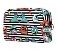 Scarry Zombies Trousse de maquillage pour femme avec fermeture éclair, multicolore, 18.5x7.5x13cm/7.3x3x5.1in, Trousse de toilette