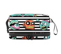 Scarry Zombies Trousse de toilette double couche pour femme et fille, trousse de toilette de voyage, trousse de maquillage pratique avec compartiment à brosse, multicolore, 27x15x14 cm/10.6x5.9x5.5