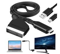 Scart To Hdmi Adapter, 1080P/720P All-In-One Audio Video Converter With Cable For Hdtv Stb Vhs Xbox Ps3 Sky Dvd Blu-Ray