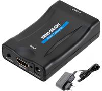 Scart To Hdmi Converter, Plug & Play, 720P/1080P, Audio Video Converter Adapter, Dc 5V, 3W, For Hdtv, Monitor, Projector, Stb, Vhs, Dvd Player, Black