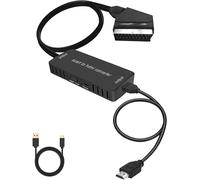 Scart To Hdmi Converter With Hdmi Cable, Hd Adapter 720P/1080P Audio Video Converter For Hdtv Monitor Projector Xbox Vhs Stb Sky Blu-Ray Dvd Player With Usb Cable
