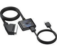 Scart Vers Hdmi Convertisseur Convertisseur Scart Vers Hdmi 1080P 60Hz, Adaptateur Vidéo Avec Câble Scart Intégré 150Cm, Compatible Dvd/Vhs/Vcr, 4:3/16:9 Pour Jeux Rétro, Plug & Play[Z112]