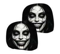 Scary Car Headrest Covers 2 Pieces Stretchy Halloween Ghost Face Print