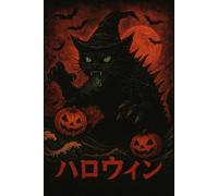 Scary Catzilla Halloween Dark Design Notebook: Creepy cat and pumpkins under red moon - journal for horror fans and Halloween lovers