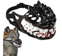 Scary Dog Muzzle - Funny Halloween Basket Muzzle for Small Medium | Breathable Adjustable Latex Dog Mouth Guard For Barking Chewing And Biting Control, Pet Costume Party Role Play