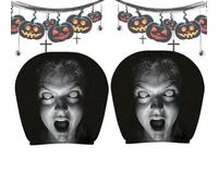 Scary Face Headrest Covers 2 Pieces Elastic Vehicle Head Rest Protection
