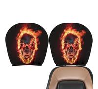 Scary Headrest Covers for Cars 2 Pieces Halloween -Skull Universal Washable