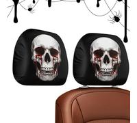 Scary Headrest Covers for Cars | 2 Pieces Skull Universal Elastic Protector