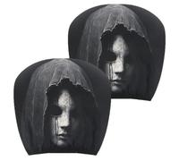 Scary Headrest Covers - Ghost Face Protector | 2 Pack Seat Covers | Tissu polyester respirant et élastique, universel sans slip, aide à protéger les points forts du quotidien, pour voitures