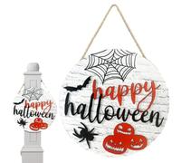 Scary Spider Pumpkin Welcome Sign | Front Door Sign Smooth Home Door Hanger | Frightful Greetings Wreath For Porch Tree Scary Spider Pumpkin Welcome Sign Front Door Sign Smooth Home Door Hanger Spooky