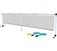 Scatch Tennis-Set avec 1x filet, 2x raquettes et 2 balles, set de filet Kombi, filet de loisirs indépendant pour badminton, street-tennis et autres sports, multicolore
