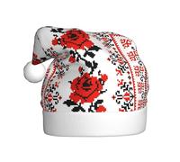 SCAUA Chapeau de Noël rose style broderie ukrainienne, chapeau de Père Noël pour adultes, chapeaux de Noël pour décoration de fête du Nouvel An