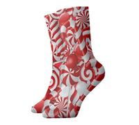 SCAUA Chaussettes mignonnes imprimées en sucre d'orge pour homme et femme, chaussettes douces et respirantes pour la Saint-Valentin et plus encore, blanc, Taille unique