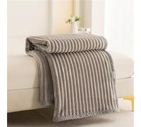 SCAUA Couverture Plaid Polaire,Peluche Moelleuse Dou Sofa Canapé Lit Microfibre Léger Souple Chaude Stries Blanket Douce,Canapé, Lit, (Gary,100 x 150 cm)
